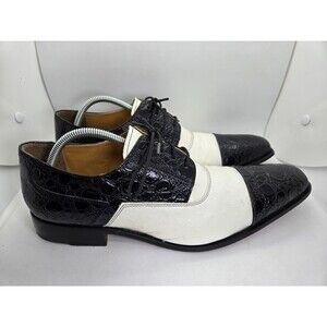 Giorgio Brutini Hombre Hearst Oxfords Men's 12 Black White Ostrich Reptile Dress
